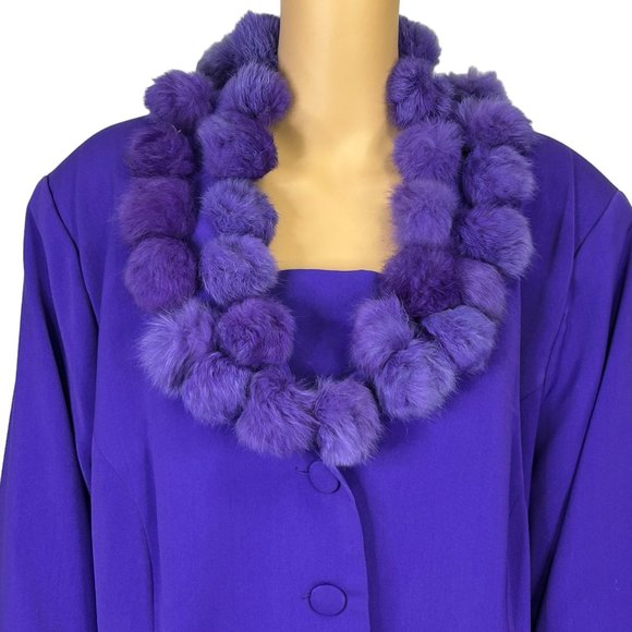 Vintage‎ Harmony New York Womens 24W Purple Jacket w/ Removable Pom Poms Collar - Picture 3 of 14